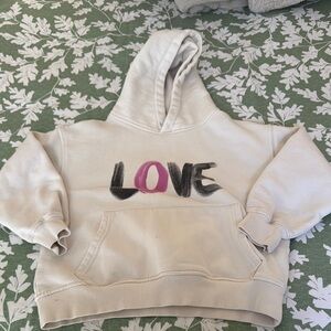 Zara Hoodie Cream Hoodie with Love Graphic